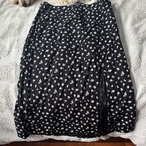 Hollister Black A-Line Skirt with White Floral Design